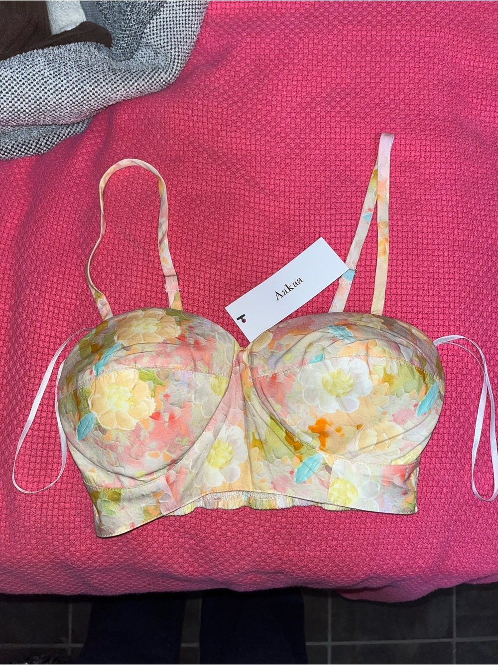 Floral Balconette Bra in Pastel Multi